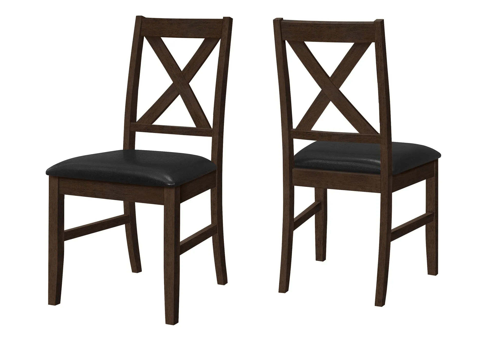 Upholstered Brown Wood Dining Chairs, 37" Height - Set of 2