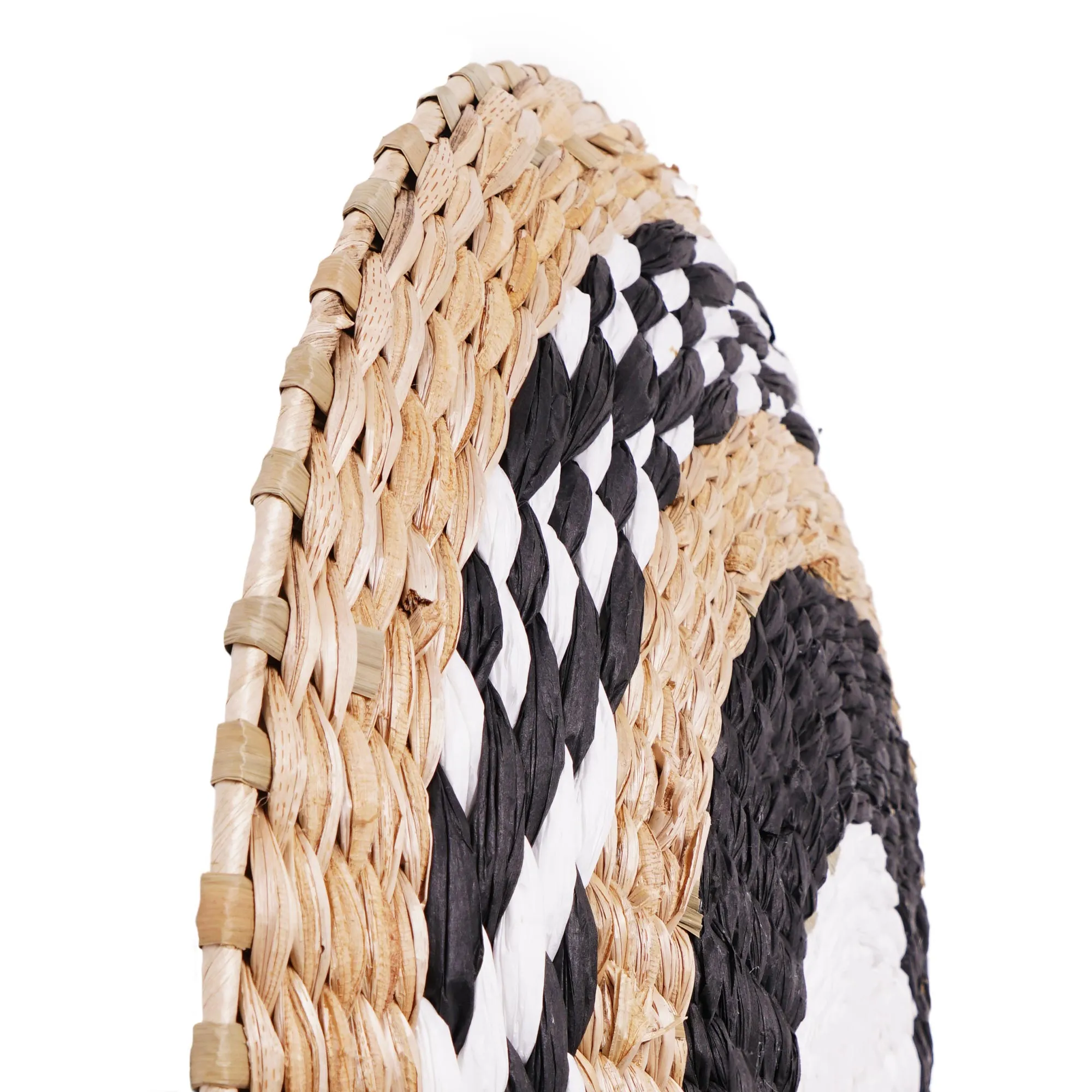 Woven Seaweed Hanging Wall Accent Basket - Black, Natural, White (16")