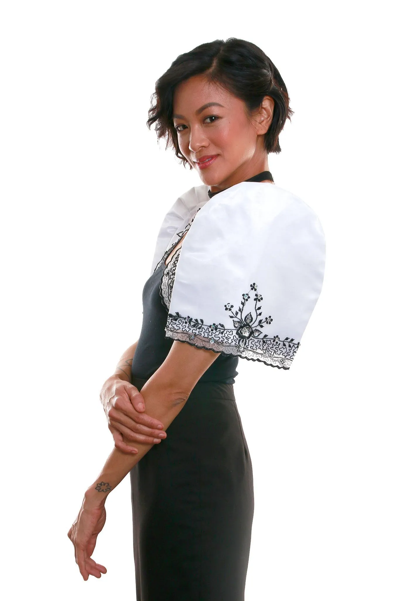 WR02 - Mestiza Bolero White and Black - Filipiniana